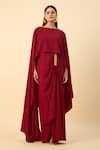 Buy_Aakaar_Red Moss Crepe Draped Maxi Dress _Online_at_Aza_Fashions