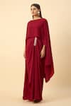 Shop_Aakaar_Red Moss Crepe Draped Maxi Dress _Online_at_Aza_Fashions