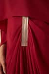 Aakaar_Red Moss Crepe Draped Maxi Dress _at_Aza_Fashions