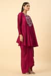 Buy_Aakaar_Pink Matka Silk Tunic And Draped Skirt Set _Online_at_Aza_Fashions