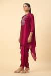 Aakaar_Pink Matka Silk Tunic And Draped Pant Set _Online_at_Aza_Fashions