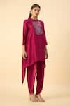Aakaar_Pink Matka Silk Tunic And Draped Pant Set _at_Aza_Fashions