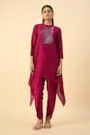 Buy_Aakaar_Pink Matka Silk Tunic And Draped Pant Set _at_Aza_Fashions