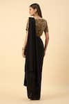 Shop_Aakaar_Black Pure Silk Crepe Pre-draped Saree Set _at_Aza_Fashions