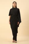 Aakaar_Black Draped Maxi Dress _at_Aza_Fashions