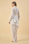 Shop_Aakaar_White Moss Crepe Tunic And Draped Skirt Set _at_Aza_Fashions