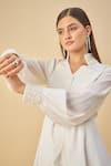 Aakaar_White Moss Crepe Tunic And Draped Skirt Set _at_Aza_Fashions