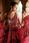 Isha Gupta Tayal_Printed Pink Anarkali Set _Online_at_Aza_Fashions