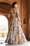 Shop_Isha Gupta Tayal_Gray Grey Floral Anarkali Set _at_Aza_Fashions