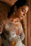 Isha Gupta Tayal_Gray Grey Floral Anarkali Set _Online_at_Aza_Fashions