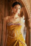 Isha Gupta Tayal_Gold Organza Fusion Lehenga Set _Online_at_Aza_Fashions