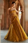 Buy_Isha Gupta Tayal_Gold Organza Fusion Lehenga Set _at_Aza_Fashions