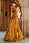 Buy_Isha Gupta Tayal_Gold Organza Fusion Lehenga Set _Online_at_Aza_Fashions