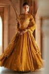 Buy_Isha Gupta Tayal_Gold Embroidered Anarkali Set _at_Aza_Fashions