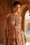 Isha Gupta Tayal_Pink Printed Anarkali Set With Dupatta _Online_at_Aza_Fashions