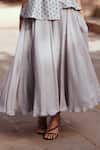 Isha Gupta Tayal_Gray Grey Organza Skirt And Chanderi Silk Waistcoat _Online_at_Aza_Fashions
