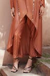 Isha Gupta Tayal_Orange Printed Chanderi Kurta Set With Jacket _Online_at_Aza_Fashions