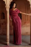 Shop_Isha Gupta Tayal_Pink Designer Draped Maxi Dress _at_Aza_Fashions
