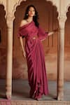 Buy_Isha Gupta Tayal_Pink Designer Draped Maxi Dress _at_Aza_Fashions