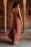 Shop_Isha Gupta Tayal_Beige Crepe Draped Maxi Dress _at_Aza_Fashions