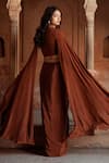 Shop_Isha Gupta Tayal_Brown Crepe Printed Kurta Set _at_Aza_Fashions