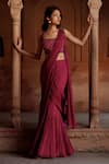 Isha Gupta Tayal_Pink Pre-draped Saree With Blouse _Online_at_Aza_Fashions