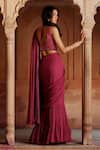 Shop_Isha Gupta Tayal_Pink Pre-draped Saree With Blouse _at_Aza_Fashions