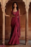 Buy_Isha Gupta Tayal_Pink Pre-draped Saree With Blouse _at_Aza_Fashions