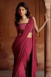 Shop_Isha Gupta Tayal_Pink Pre-draped Saree With Blouse _Online_at_Aza_Fashions
