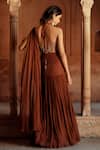 Shop_Isha Gupta Tayal_Brown Georgette Pre-draped Lehenga Saree _at_Aza_Fashions