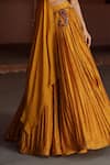 Isha Gupta Tayal_Yellow Chanderi Fusion Lehenga Set _Online_at_Aza_Fashions