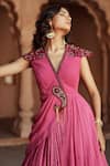 Isha Gupta Tayal_Designer Pink Fusion Lehenga Set _Online_at_Aza_Fashions