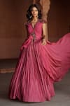 Buy_Isha Gupta Tayal_Designer Pink Fusion Lehenga Set _Online_at_Aza_Fashions