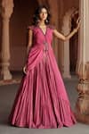 Buy_Isha Gupta Tayal_Designer Pink Fusion Lehenga Set _at_Aza_Fashions