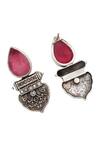 Buy_Sangeeta Boochra_Red Onyx Silver Dangler Earrings _Online_at_Aza_Fashions