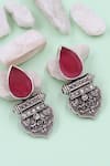 Buy_Sangeeta Boochra_Red Onyx Silver Dangler Earrings _at_Aza_Fashions