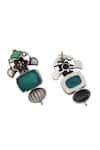 Sangeeta Boochra_Green Stones Handcrafted Silver Onyx Dangle Earrings _Online_at_Aza_Fashions
