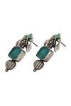 Buy_Sangeeta Boochra_Green Stones Handcrafted Silver Onyx Dangle Earrings _Online_at_Aza_Fashions