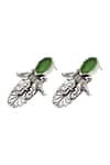 Sangeeta Boochra_Ornate Simplicity Green Onyx Silver Danglers And Drops _Online_at_Aza_Fashions