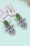 Buy_Sangeeta Boochra_Ornate Simplicity Green Onyx Silver Danglers And Drops _at_Aza_Fashions