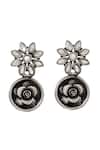 Shop_Sangeeta Boochra_Silver Plated Stones Kundan Handcrafted Earrings _at_Aza_Fashions