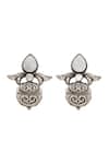 Shop_Sangeeta Boochra_White Silver Handcrafted Earrings _at_Aza_Fashions