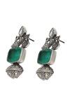 Sangeeta Boochra_Silver Onyx Danglers And Drops _Online_at_Aza_Fashions