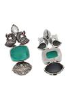 Buy_Sangeeta Boochra_Silver Onyx Danglers And Drops _Online_at_Aza_Fashions