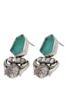 Sangeeta Boochra_Green Handcrafted Silver Onyx Danglers _Online_at_Aza_Fashions