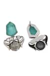 Buy_Sangeeta Boochra_Green Handcrafted Silver Onyx Danglers _Online_at_Aza_Fashions