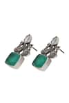 Sangeeta Boochra_Green Silver Handcrafted Earrings _Online_at_Aza_Fashions