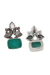 Buy_Sangeeta Boochra_Green Silver Handcrafted Earrings _Online_at_Aza_Fashions