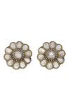 Shop_Sangeeta Boochra_White Silver Handcrafted Stud Earrings _at_Aza_Fashions