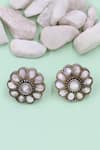 Buy_Sangeeta Boochra_White Silver Handcrafted Stud Earrings _at_Aza_Fashions